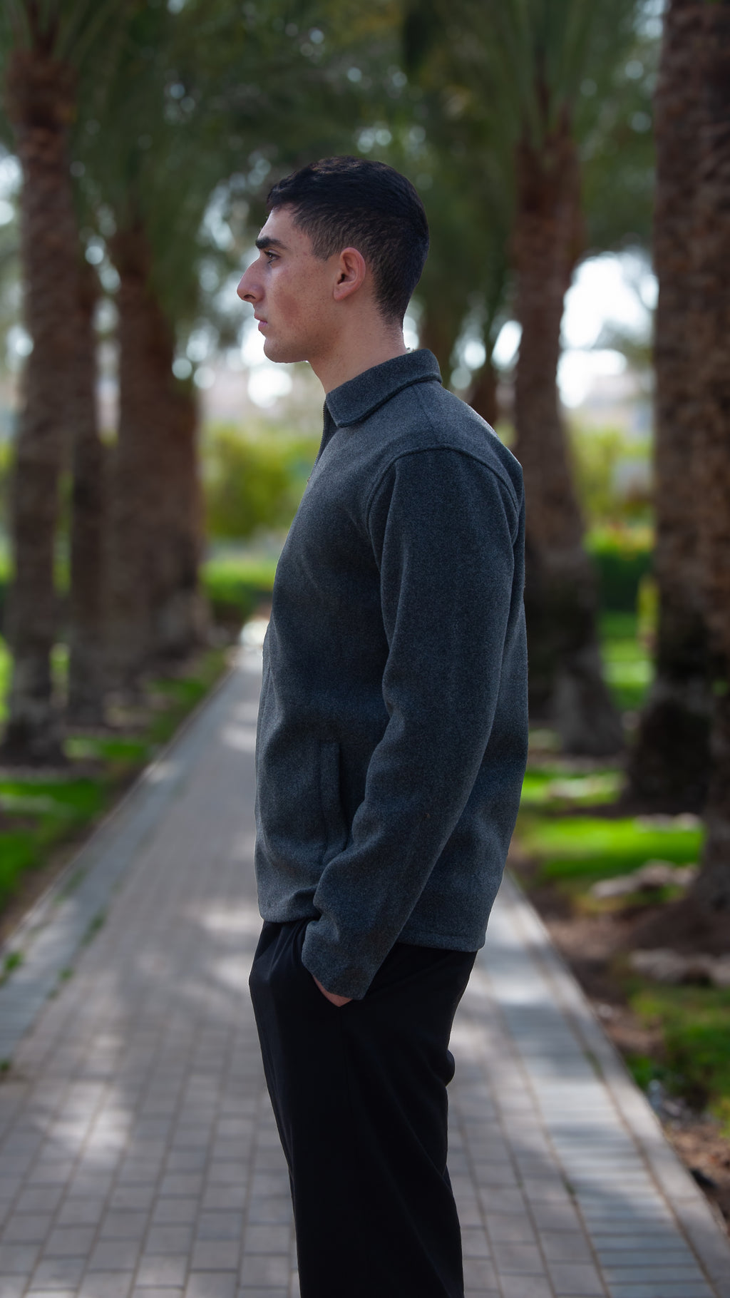 Dark Grey Wool Zip Jacket