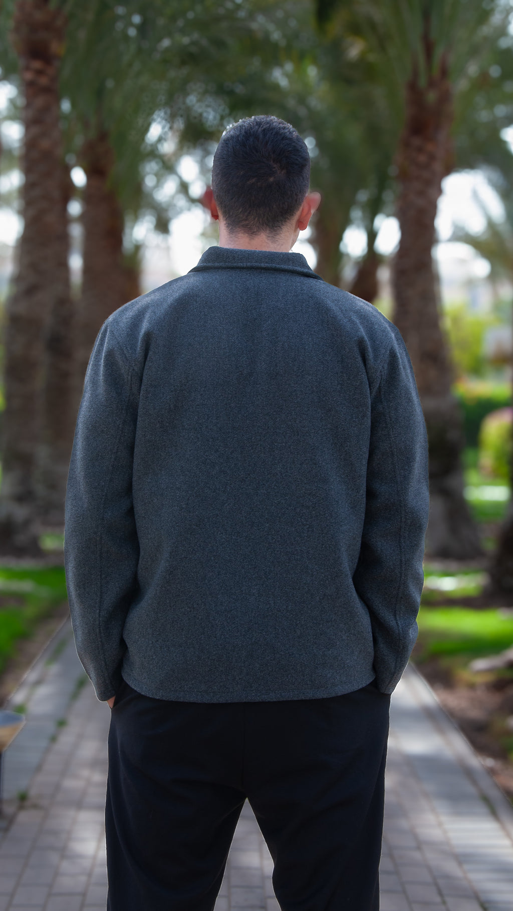 Dark Grey Wool Zip Jacket